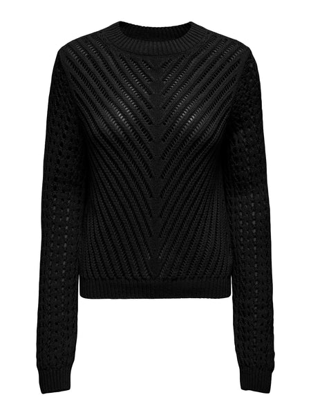 JDY Knitted O-Neck Jumper in Black