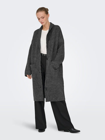 JDY Knitted Coatigan in Dark Grey