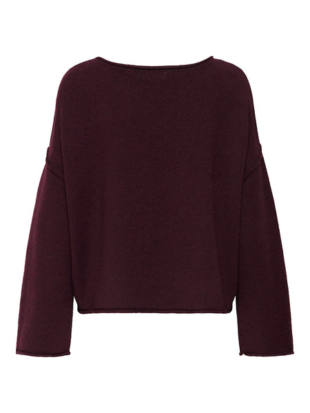 JDY Boat Neck Knit Jumper in Maroon