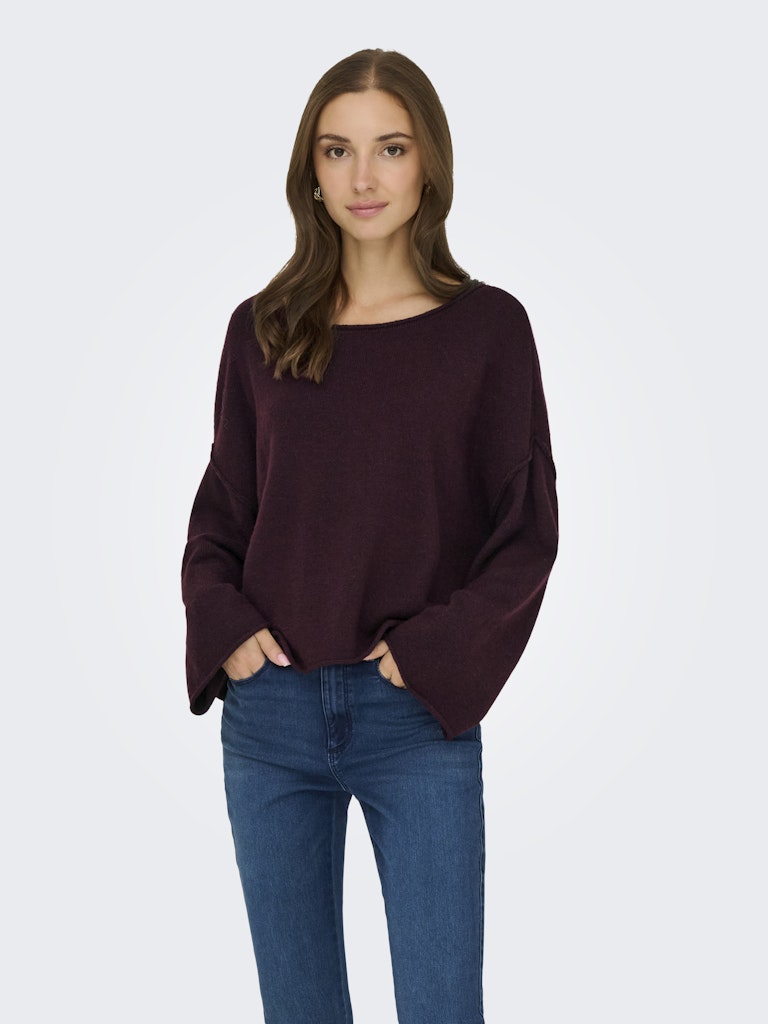 JDY Boat Neck Knit Jumper in Maroon
