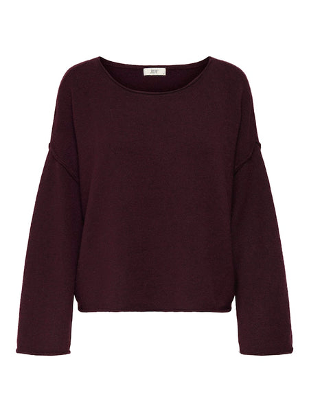 JDY Boat Neck Knit Jumper in Maroon