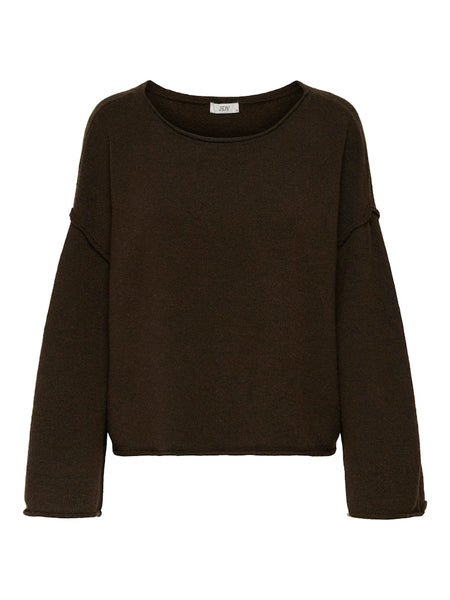 JDY Boat Neck Knit Jumper in Brown