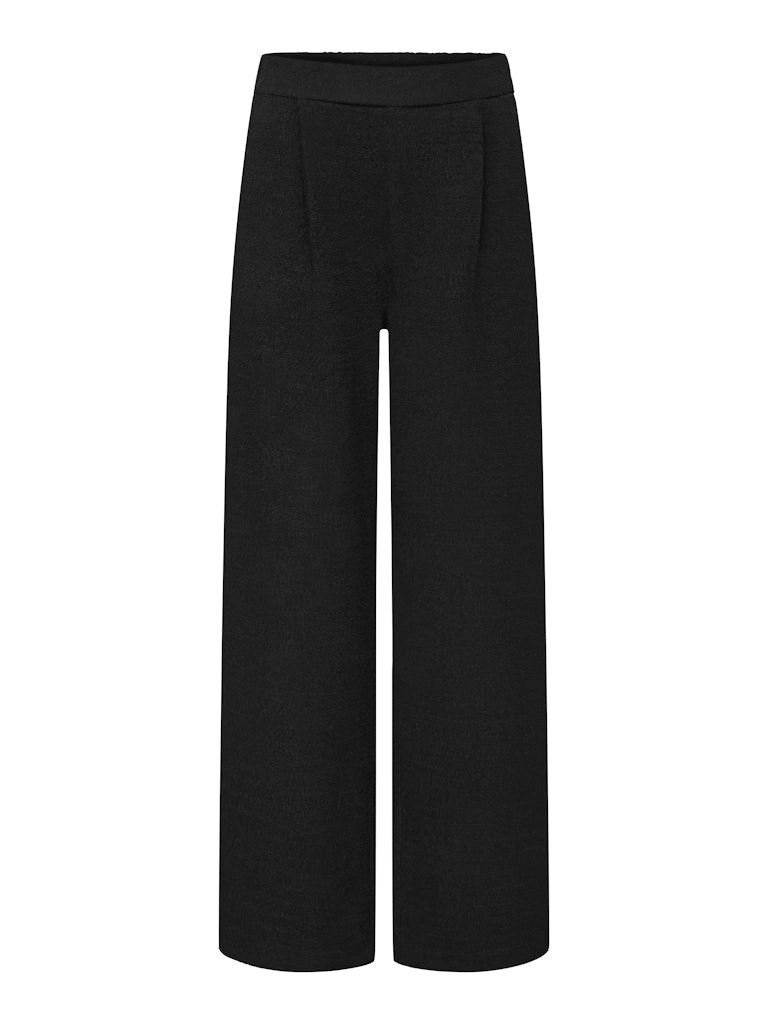 JDY Wide Leg Textured Trousers in Black