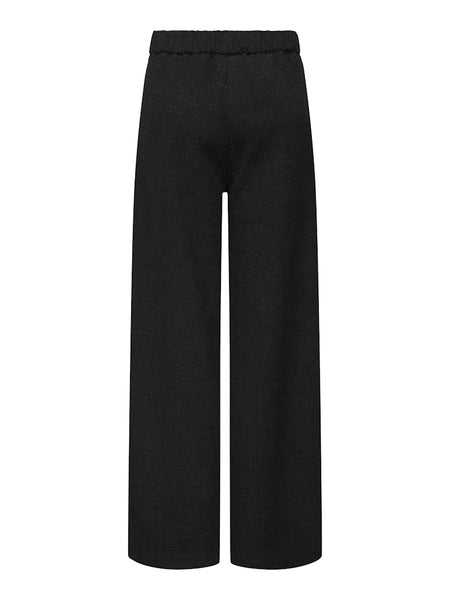 JDY Wide Leg Textured Trousers in Black