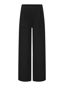 JDY Wide Leg Textured Trousers in Black