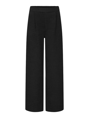 JDY Wide Leg Textured Trousers in Black
