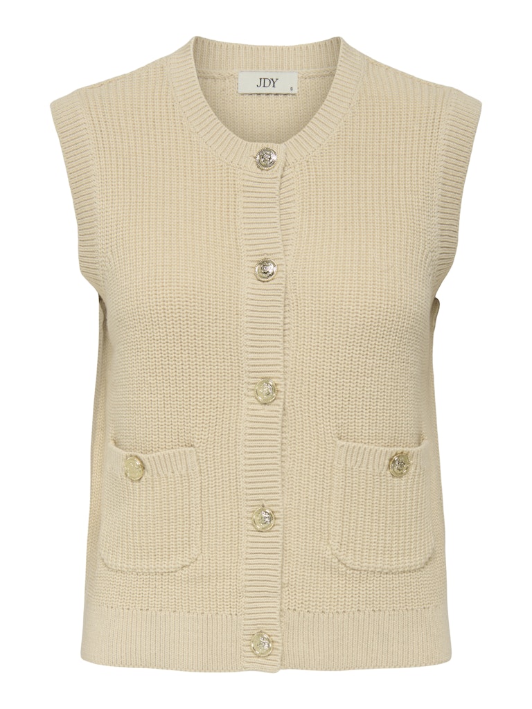 JDY Knitted Button-up Vest in Beige