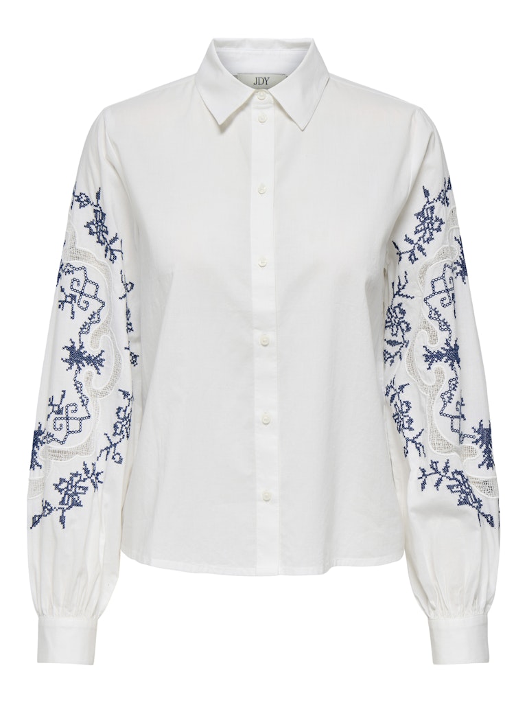 JDY Embroidered Sleeve Shirt in White