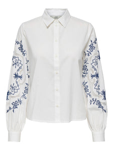JDY Embroidered Sleeve Shirt in White