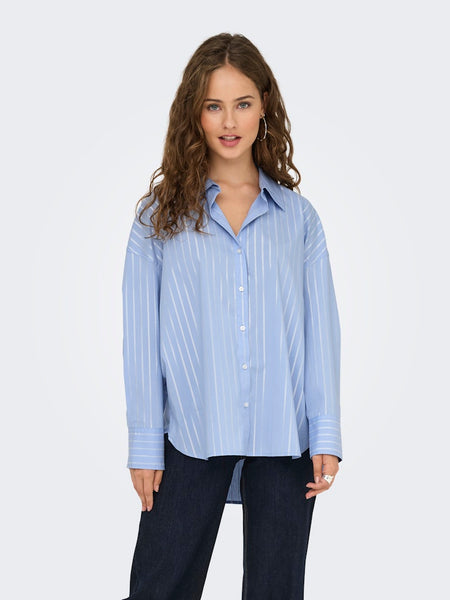 JDY Striped Lurex Shirt in Blue