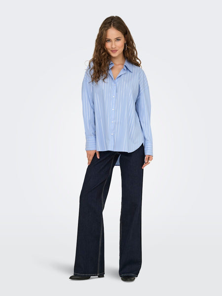 JDY Striped Lurex Shirt in Blue