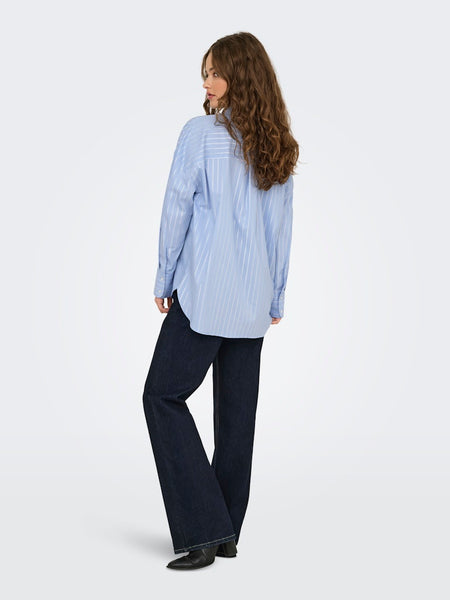 JDY Striped Lurex Shirt in Blue