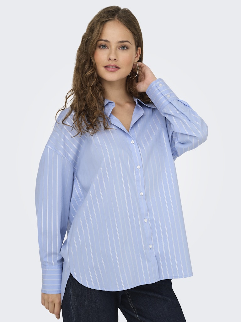 JDY Striped Lurex Shirt in Blue