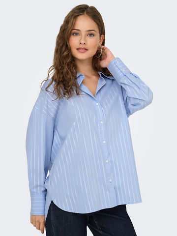 JDY Striped Lurex Shirt in Blue