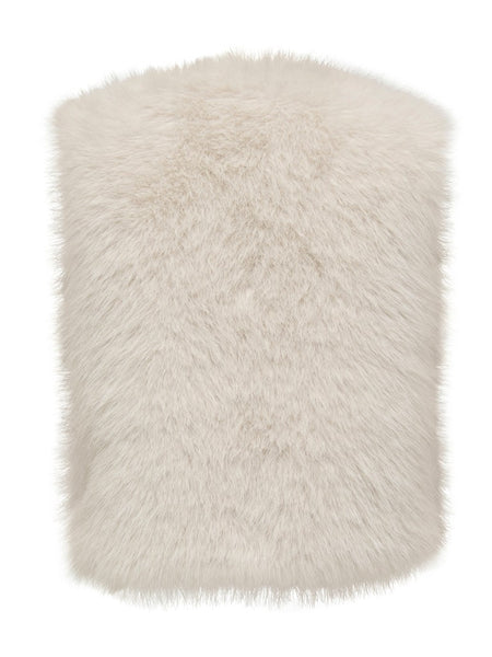 JDY Short Faux Fur Gilet in Cream