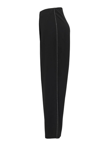 JDY Wide Leg Side Stripe Trousers in Black