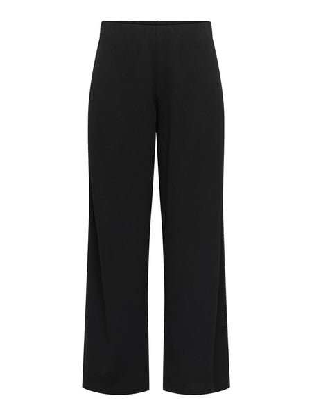 JDY Wide Leg Side Stripe Trousers in Black