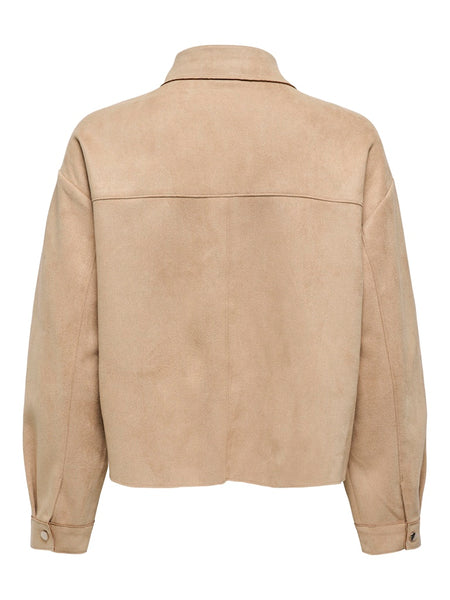JDY Faux Suede Shirt in Tan