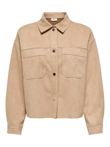 JDY Faux Suede Shirt in Tan