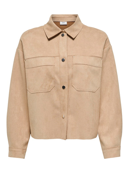 JDY Faux Suede Shirt in Tan
