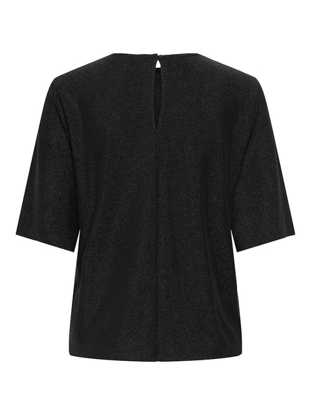 JDY Short Sleeve Lurex Top in Black