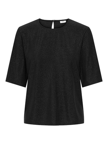 JDY Short Sleeve Lurex Top in Black