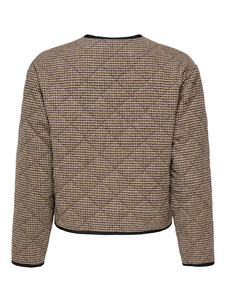 JDY Quilted Houndstooth Jacket in Brown