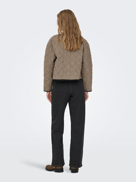 JDY Quilted Houndstooth Jacket in Brown