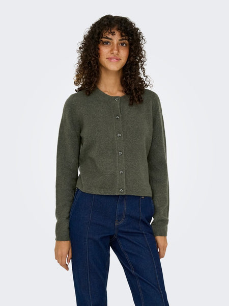 JDY Knitted Long Sleeve Cardigan in Khaki Green