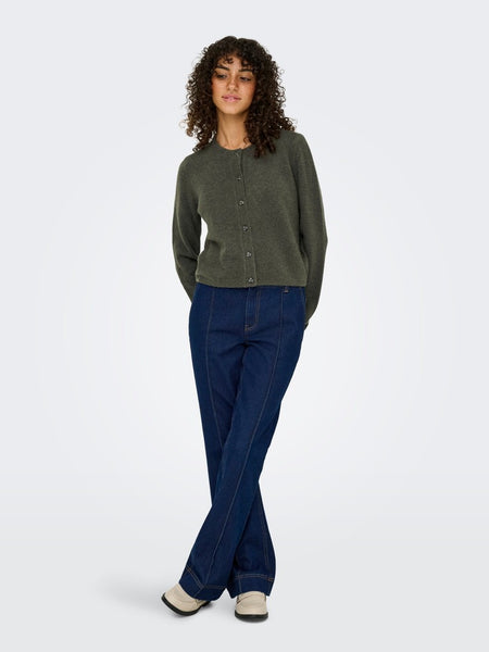 JDY Knitted Long Sleeve Cardigan in Khaki Green