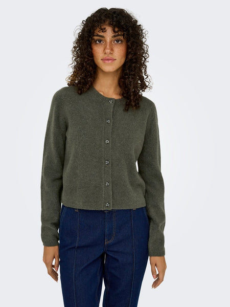 JDY Knitted Long Sleeve Cardigan in Khaki Green