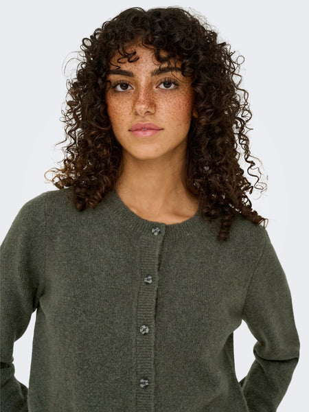 JDY Knitted Long Sleeve Cardigan in Khaki Green