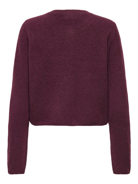 JDY Knitted Long Sleeve Cardigan in Burgundy