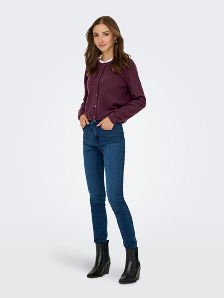 JDY Knitted Long Sleeve Cardigan in Burgundy