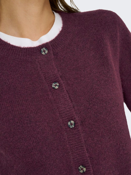 JDY Knitted Long Sleeve Cardigan in Burgundy