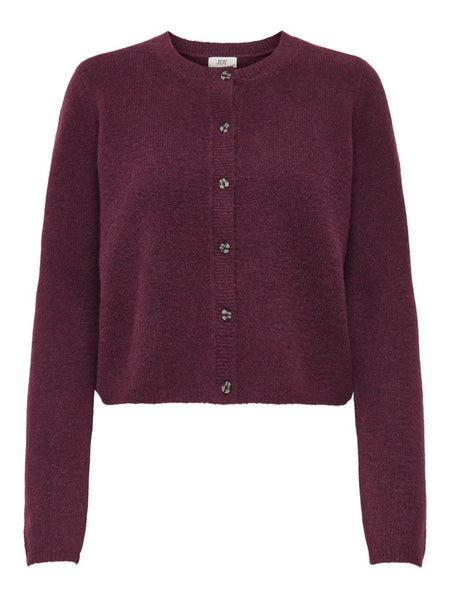 JDY Knitted Long Sleeve Cardigan in Burgundy