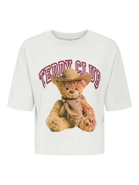 JDY Printed "Teddy Club" T-Shirt in Cream