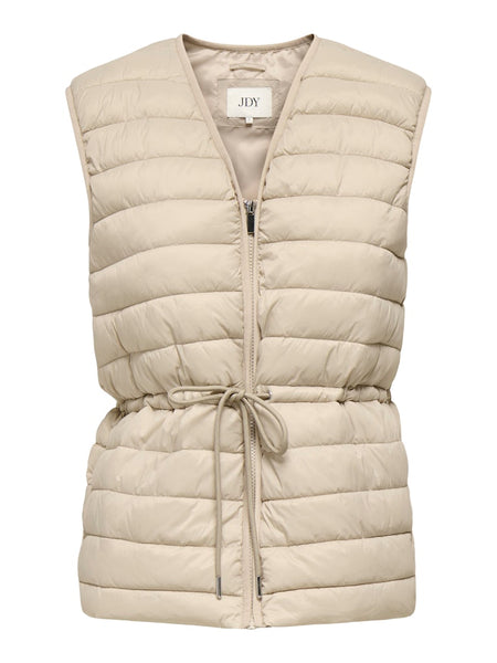 JDY Quilted Tie Gilet in Beige