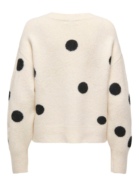 JDY Polka-Dot Knit Jumper in Cream