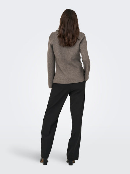 JDY V-Neck Side Button Cardigan in Brown