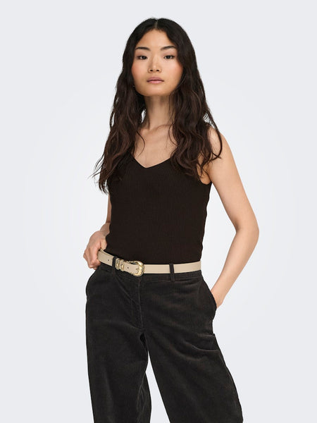 JDY Sleeveless Knit Vest Top in Chocolate