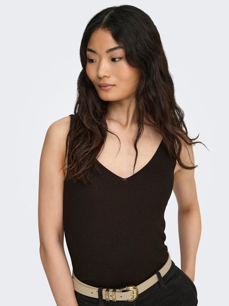 JDY Sleeveless Knit Vest Top in Chocolate