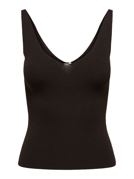 JDY Sleeveless Knit Vest Top in Chocolate