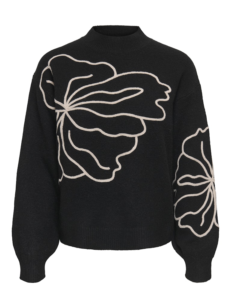 JDY Flower Print Knit Jumper in Black