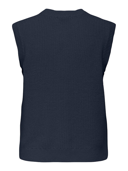 JDY Knitted Button-up Vest in Navy