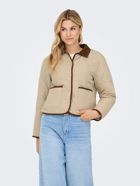 JDY Quilted Barn Jacket in Beige