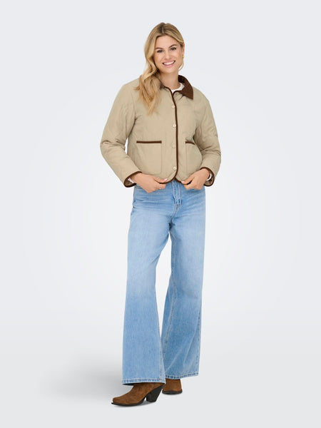 JDY Quilted Barn Jacket in Beige