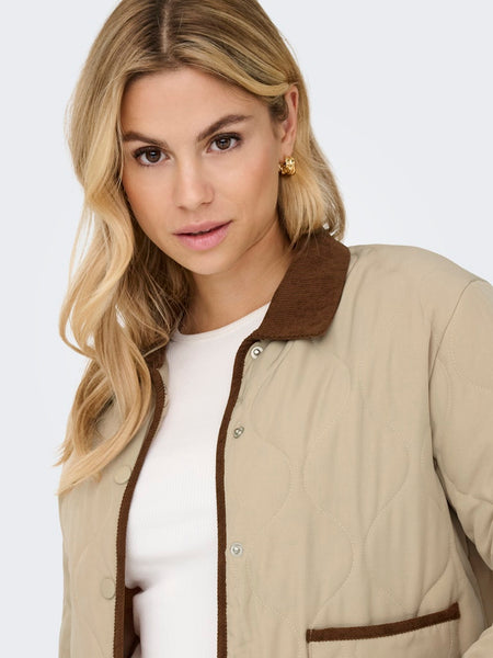JDY Quilted Barn Jacket in Beige
