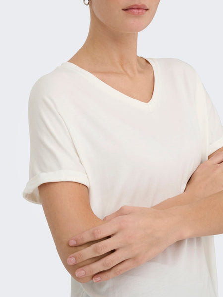 JDY V-Neck T-Shirt in White