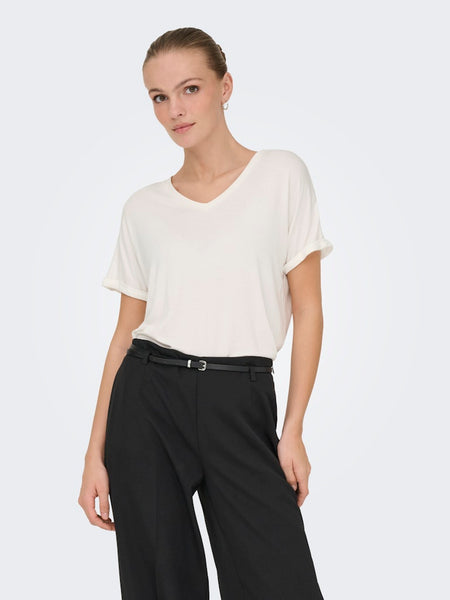 JDY V-Neck T-Shirt in White